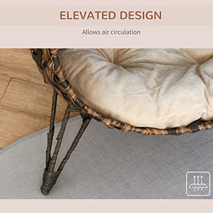 PawHut 20.5" Weaved Cat Bed, Elevated Hand-Woven Braided Banana Leaf Kitten House Condo with Cushion, Brown - color: Brown