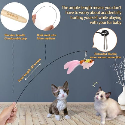 Flying Bird Cat Toy,8Pcs Durable Interactive Cats Wand Replacements,Hanging Cat Toy Suitable for Bored Indoor Cats Self Play - style: 12 Hanging /Bird /Wand