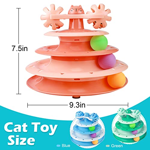 UPSKY Cat Toy Roller 4-Level Turntable Cat Toy Balls with Three Colorful Balls and Bell Ball X Turntable Interactive Kitten Fun Mental Physical Exercise Puzzle Toys - color: C-Gradient Orange