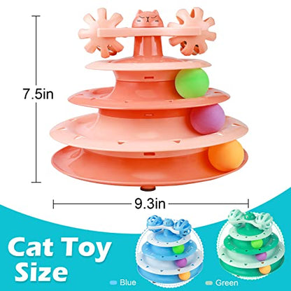 UPSKY Cat Toy Roller 4-Level Turntable Cat Toy Balls with Three Colorful Balls and Bell Ball X Turntable Interactive Kitten Fun Mental Physical Exercise Puzzle Toys - color: C-Gradient Orange