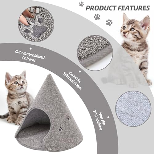 BEQHAUSE Cat Beds for Indoor Cats, Cat Cave Bed with Non-Slip Bottom, Anti-Scratch Cat House Cat Tent for Kittens and Small Dogs, Foldable Kitten Hideaway Machine Washable,22.8 * 22.8 * 20.8in, Grey - color: Grey