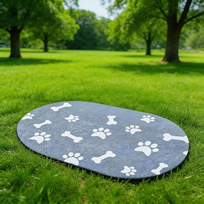 Oval Dog Feeding Mats, Cat Food Mat, Absorbent Dog Mat for Food and Water Bowls, Easy Clean Silicone Mat for Food Bowls & Litter Areas | Cat Litter Mat | Ideal for Dog and Cat Owners - size: 16"x24"