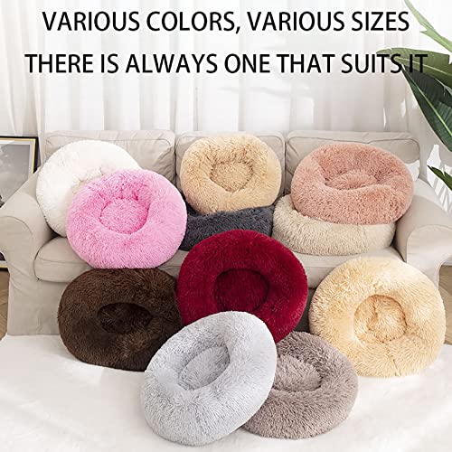 Premium Plush Donut Dog & Cat Bed - Warm & Soft, Anti-Anxiety, Non-Slip, Washable for Small/Medium/Large Dogs (Gradient Green) - color: Gradient gray, size: 15.7"40cm