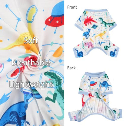 Dog Pajamas for Small Dogs, Soft Thin Pjs Jammies Cat Doggie, Summer Pet Cute Puppy Clothes Outfits Dogs Boy Girl(Blue UFO,XS) - color: Blue UFO, size: X-Small (Chest 11.8 in)