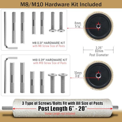 Catry Cat Scratching Post Replacement, 6-20 Inch Multi-Option Posts, Universal Replaceable Post for Feline Home Repair/Refresh with M10/M8 Screw Kit, Natural Sisal Rope, DIY Cat Tree - size: 12.5 Inches