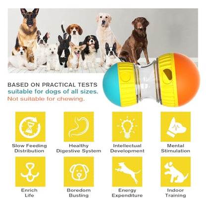BSISUERM Dog Treat Dispensing Puzzle Toy Adjustable Food Dispenser Slow Feeder Puppy Enrichment Rolling Ball Pet Interactive Chase Toys Stimulating Game for Small Medium Dogs Gift to Keep Them Busy - color: Orange
