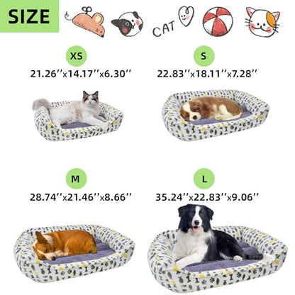 AIWIKIDE Dog Sofa Bed, Anti-Anxiety Puppy Cuddler Bed for Puppy Dog & Cat, Rectangle Washable Bed with Grey Mattress, Extra Small