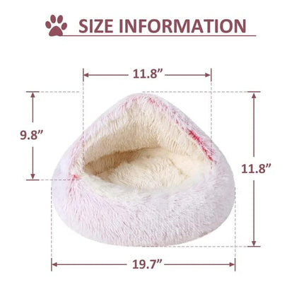 Cat Bed Round Fluffy Hooded Cat Bed Cave, Anti-Anxiety Cave Bed with Hooded Blanket, Cozy Cuddler Luxury Puppy Pet Bed, Anti-Slip Bottom and Machine Washable (Pink, Medium) - color: Pink, size: Medium