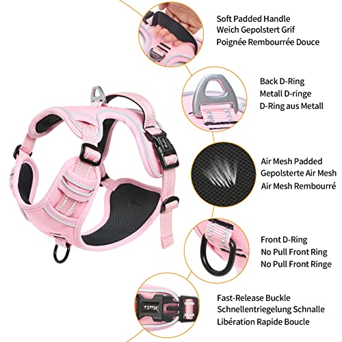 HEELE Dog Harness Dog Harness Small Dog No Pull Harness with Soft Handle Reflective Harness Adjustable, Pink, XS - color: Pink, size: XS