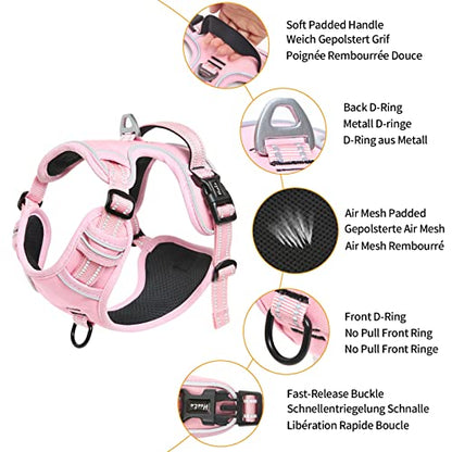 HEELE Dog Harness Dog Harness Small Dog No Pull Harness with Soft Handle Reflective Harness Adjustable, Pink, XS - color: Pink, size: XS