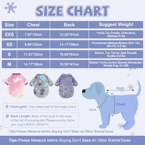 Small Dog Sweater Night Glow Fleece Dog Clothes for Small Dogs Girl Boy, Warm Pullover Doggie Sweatshirt, Winter Pet Coat Jacket Cat Costume, Puppy Outfit Female Male, Blue, S - color: Night Glow Blue, size: Small (Chest 15in )