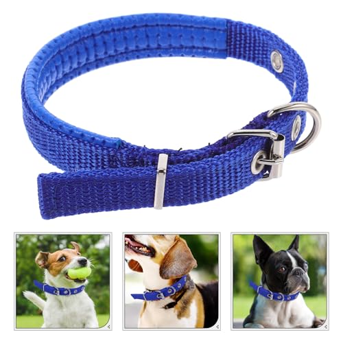 Pet Collar Adjustable Soft Polyester Foam Padding Alloy Buckle Small Blue Neck Strap for Cats and Dogs Kitten Accessories