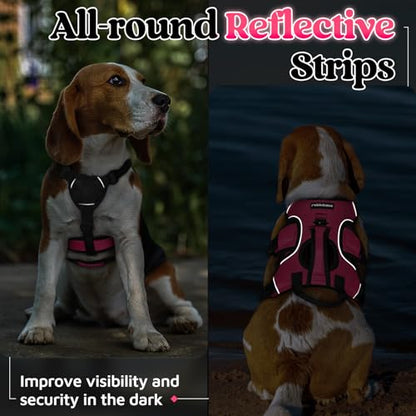 rabbitgoo Escape Proof Dog Harness, Soft Padded Full Body Pet Harness, Reflective Adjustable No Pull Vest with Lift Handle and Leash Clip for Large Dogs Walking Hiking Training, S, Pink - color: Pink, size: Small (Pack of 1)