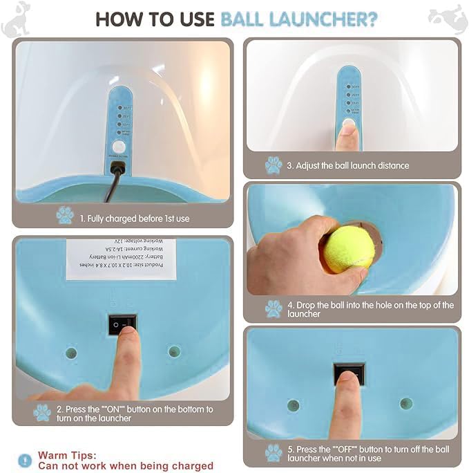 MEKAPLE Automatic Dog Ball Launcher, Dog Ball Thrower Machine with 10-30Ft 3 Launching Distance, Interactive Toys for Small Dogs Indoor & Outdoor with 15 Mini Tennis Balls (2 inch) -Blue - color: Blue