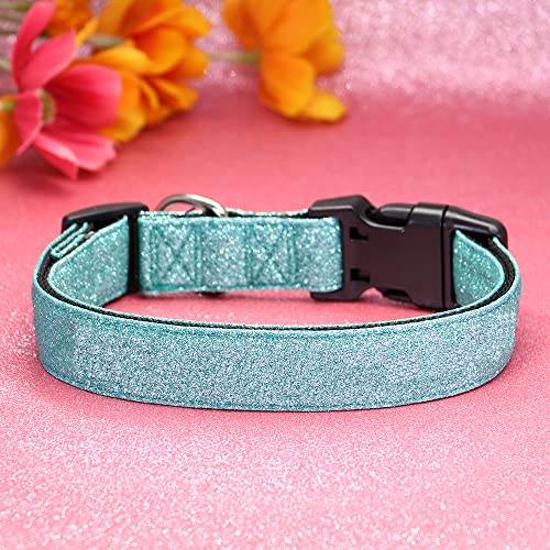 TDTOK Glitter Dog Collar, Comfy and Durable Bling Pet Collar for Small Medium Large Dogs with Eco-Friendly Plastic Buckle and Adjustable Stylish Nylon Material Fit Necks： 9.8-22.4'' - color: Mint Green, size: S