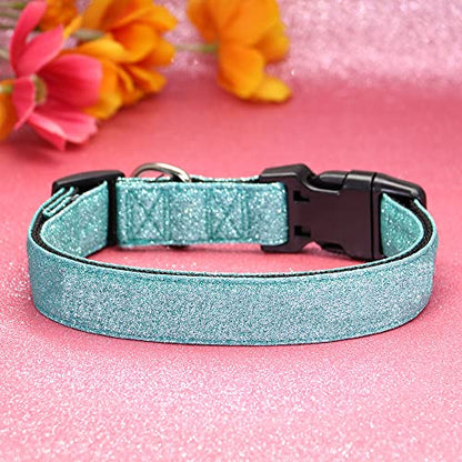 TDTOK Glittering Basic Dog Collar, Comfy & Durable Bling Dog Collar for Small Medium Large Dogs with Eco-Friendly Plastic Buckle, Adjustable Stylish Nylon Dog Collars, Fit Necks: 9.8-22.4’’ - color: Mint Green, size: L