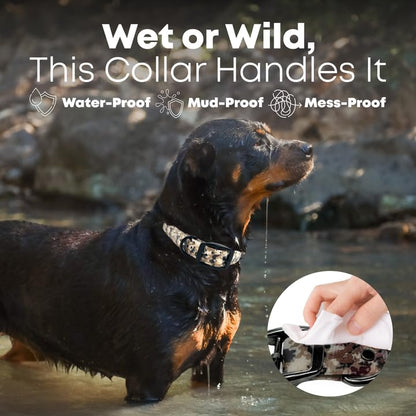 Regal Dog Products Medium Camo Hunting Dog Collar with Custom Engraved Name Plate & Black Hardware | Waterproof Personalized Dog Collars for Mid Size Dog | Other Sizes for Puppies, Small & Large Dogs - size: Medium, style: Digital Camouflage