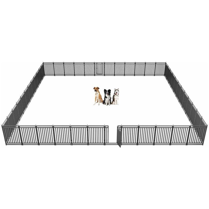 Dog Playpen Dog Fence Outdoor for Yard 40" H with 48 Panels Sturdy Portable Puppy Playpen for Indoor Outdoor RV Camping Use - Black Silver - style: 48 Panels