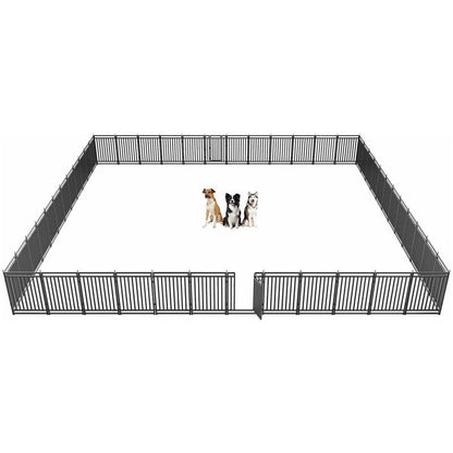 Dog Playpen Dog Fence Outdoor for Yard 40" H with 48 Panels Sturdy Portable Puppy Playpen for Indoor Outdoor RV Camping Use - Black Silver - style: 48 Panels