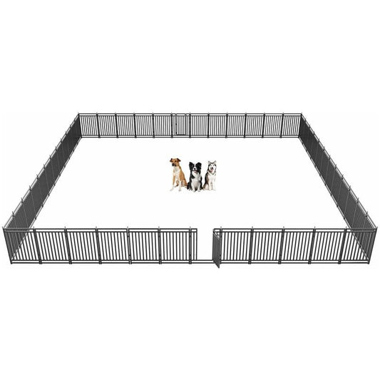 Dog Playpen Dog Fence Outdoor for Yard 40" H with 48 Panels Sturdy Portable Puppy Playpen for Indoor Outdoor RV Camping Use - Black Silver - style: 48 Panels