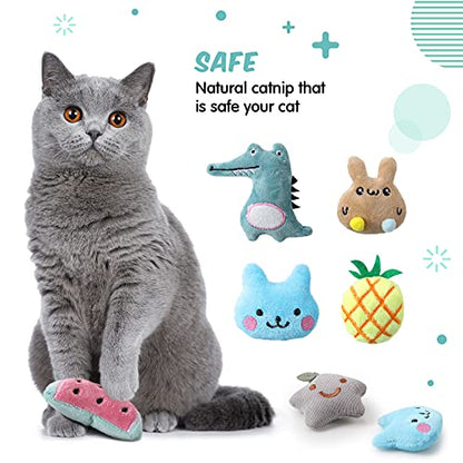 Gejoy 20 Pack Catnip Toys for Indoor Cat Plush Kitten Cat Chew Toys Catnip Kitten Entertaining Interactive Safe Teeth Cleaning Dolls(Lovely) - style: Lovely