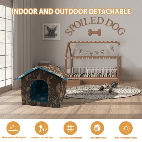 Soft Waterproof Dog House with Pad Pets Foldable Cool Cave Sleeping Bed for Dogs Cats Hamster Small Animal House All Weather Black - color: Black