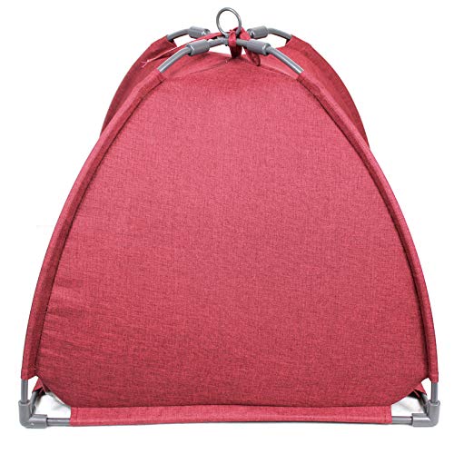 Winsterch Cat Bed Cave for Indoor Cats, Small Pet Tent Cave for Cats, Kittens, and Small Dogs, Warming Cat House with Removable Washable Cushion (18.5'‘ x 18.5’' x 15.8'',Red) - color: W-Red