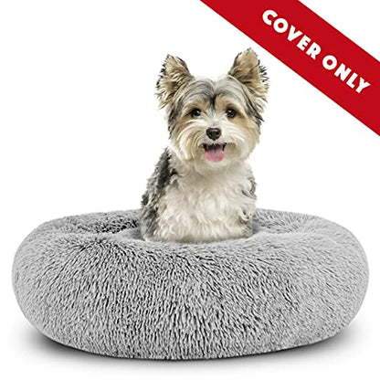 The Dog’s Bed Replacement Zip Cover for Calming Plush Donut Dog Bed, Silver Grey Fur,Small - color: Silver Grey Fur, size: Spare Cover (Small)