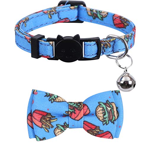 2 Pack/Set Cat Collar Breakaway with Cute Bow Tie and Bell for Kitty Adjustable Safety