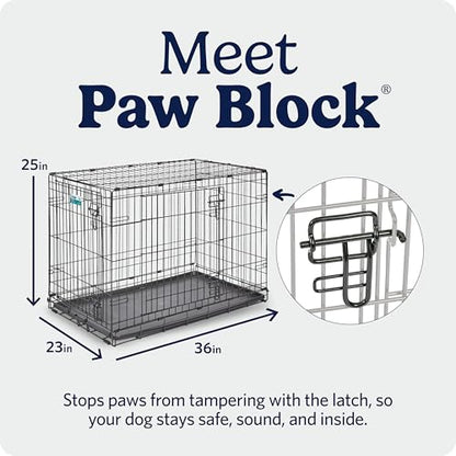 MidWest Homes for Pets 36-Inch iCrate for Medium-Large Breeds, 41-70 lbs, Single Door Folding Dog Crate with Divider Panel, Leak-Proof Tray & Secure Latches, Portable, Durable & Easy to Assemble - size: 36.0"L x 23.0"W x 25.0"H
