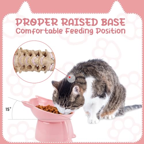 3 Pcs Elevated Cat Bowls 15°Raised Cat Food Bowl with Silicone Mat Whisker Friendly Anti Vomiting Cats Dishes Pet Food and Water Bowls for Indoor Cats Kittens - color: Fashion