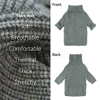 Fitwarm Dog Turtleneck Sweater, Thermal Knitted Pet Coat, Dog Winter Clothes for Small Dogs, Cat Apparel, Heather Grey, XSmall - color: Heather Grey, size: X-Small