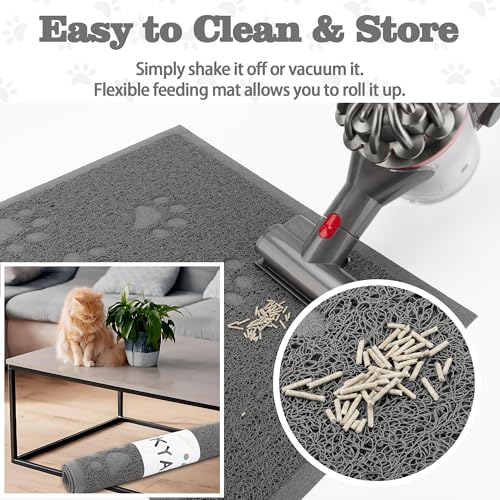 Darkyazi Cat Litter Box Mat for Floor Litter Trapping Mat Non-Slip Backing, Scatter Control, Easy Clean, Water Resistant, Soft on Paws (15.75" x 11.75",Grey) - color: Grey