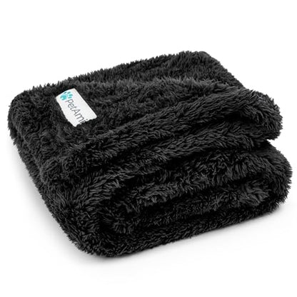 PETAMI Fluffy Fleece CAT and Dog Throw Blanket, Black, Medium - color: Black, size: Medium (29x40)