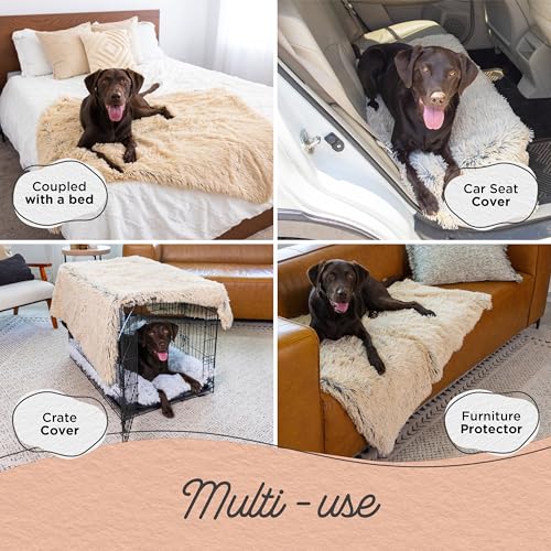 Best Friends by Sheri Calming Shag Dog Blanket – Ultra Soft Faux Fur Pet Throw, Anxiety-Relief, Lightweight Warm Bed Cover for Dogs and Cats, Machine Washable, Taupe, 40" x 50" - color: Taupe, size: 40" x 50"