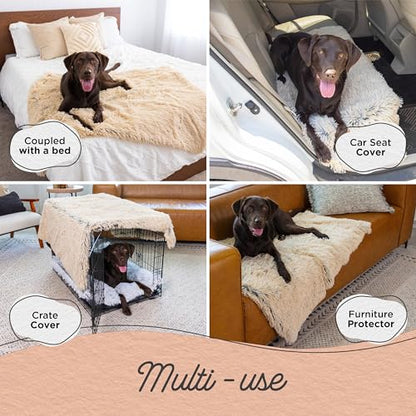 Best Friends by Sheri Calming Shag Dog Blanket – Ultra Soft Faux Fur Pet Throw, Anxiety-Relief, Lightweight Warm Bed Cover for Dogs and Cats, Machine Washable, Taupe, 40" x 50" - color: Taupe, size: 40" x 50"