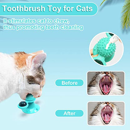 GBSYU Interactive Windmill Cat Toys with LED Light Ball Suction Cup Catnip Toy for Cat Exercise (Pink) - color: Pink