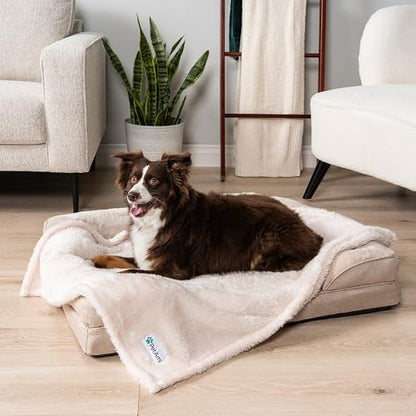PETAMI Fluffy Fleece CAT and Dog Throw Blanket, Beige, Large - color: Beige, size: Large (40x60)