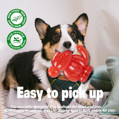 Monkey Dog Chew Toy, Indestructible Dog Rubber Toy for Medium & Large Dogs, Tough No Stuffing Puzzle Toy, Anxiety Relief & Dental Care, Interactive Cognitive Toy, 4.92inch (RED) - color: RED