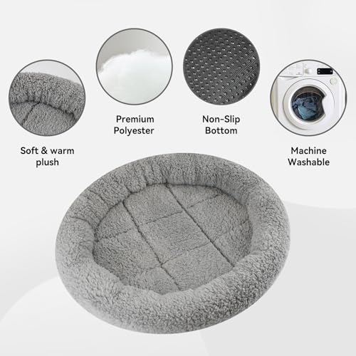 Round Cat Bed Washable Cat Donut Bed with Non-Slip Bottom Comfortable Soft Pet Bed for Indoor Cats/Gray （Diameter: 15.75"） - size: Diameter: 15.75"