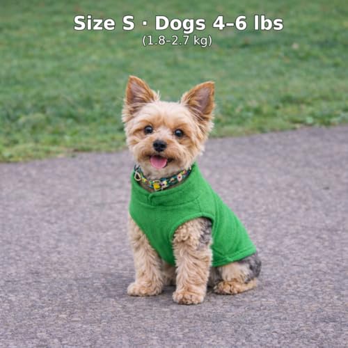 JACKO & CO - Fleece Vest Dog Sweater with Leash Ring - Soft, Warm & Lightweight Pullover Coat for Small & Medium Dogs, Puppies & Cats - Cozy Fall/Winter/Spring Pet Jacket (Green, Small 4-6lbs) - color: Green, size: S (4-6lbs)