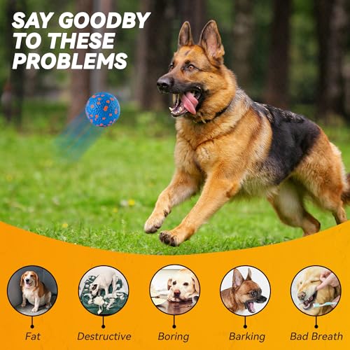 FUSOTO 2Pcs Dog Balls, Tennis Balls for Dog Aggressive Chewers, for Large Medium Small Puppy, Training Catch&Fetch, Water Floats Toys, Blue - color: 2x Blue