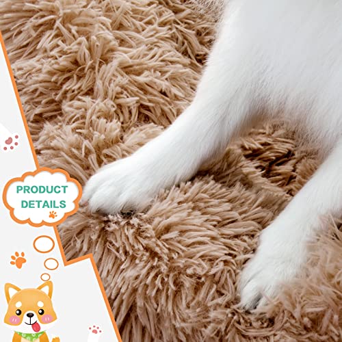 Calming Donut Dog Bed for Small to Medium Dogs & Cats - Plush Faux Fur Anti-Anxiety Pet Bed with Machine Washable Cover & Non-Slip Base - color: Brown, size: X-Small 15.7''