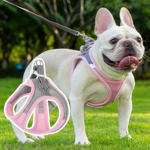 No-Pull Reflective Dog Harness Vest, Escape-Proof Padded Chest Strap for Large Cats Breathable Mesh & Quick Release for Small Dogs Cats - color: Pink, size: XS