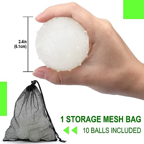 Liliful 10 Pcs Glow in the Dark Dog Toys 2.4 Inch Dog Balls Rubber Glowing Fetch Ball with Net Bag for Puppy Small Breed Dogs Only