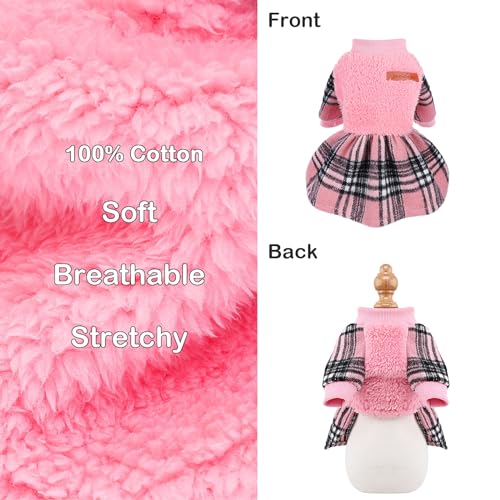 Small Dog Sweater Dresses Winter Dog Clothes, Puppy Outfit Pet Clothes Chihuahua Yorkie Wedding Birthday Pink Plaid Dresses Holiday Festival Outfits, XS, Pink - color: Pink, size: X-Small (Chest 13in )
