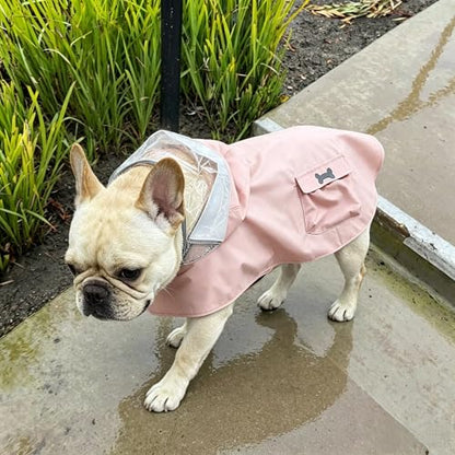 Dog Raincoat Waterproof, Adjustable Reflective Hooded Dog Rain Poncho with Leash Hole for Small Medium Large Dogs (Pink, Small) - color: Pink, size: Small(9-13lb)