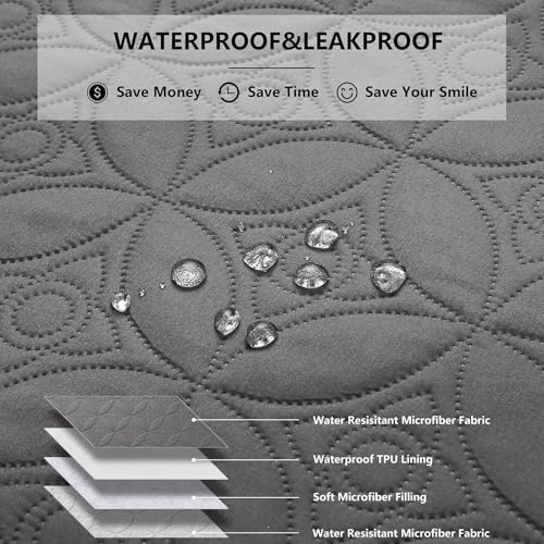 Waterproof Dog Blanket, Small Pet Couch Covers for Sofa, Chair Bed Furniture Protector Washable Reversible(82"x102",Lightgrey+Darkgrey and 52"x82", Lightgrey+Darkgrey)