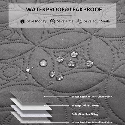 Waterproof Dog Blanket, Small Pet Couch Covers for Sofa, Chair Bed Furniture Protector Washable Reversible(82"x102",Lightgrey+Darkgrey and 52"x82", Lightgrey+Darkgrey)
