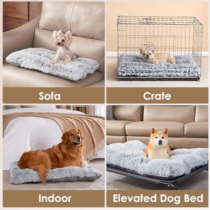 EHEYCIGA Fluffy Dog Crate Bed for Medium Dogs, Plush Faux Fur Crate Pad, Calming Anti Anxiety Medium Dog Bed, Washable Soft Warm Crate Mat with Non-Slip Bottom - color: Grey, size: 29.5 x 20